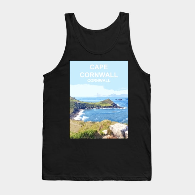 Cape Cornwall.  Cornish gift Kernow Travel location poster Tank Top by BarbaraGlebska